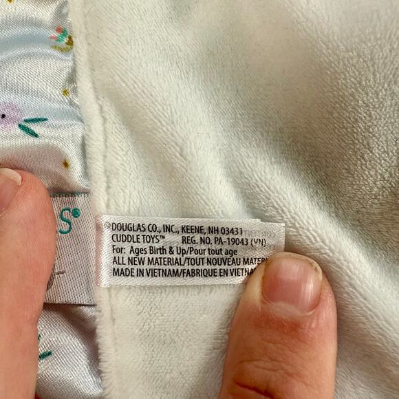 Douglas Baby 15" x 15" Blue Pink White Butterfly Bria Plush Lovey Baby Blanket - Picture 8 of 8